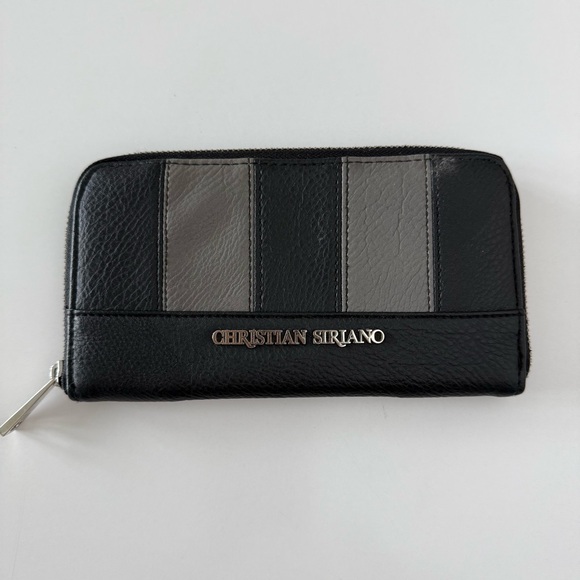 Christian Siriano Black and Gray Zip Around Slim Wallet - Picture 1 of 4